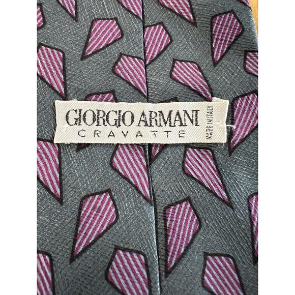 GIORGIO ARMANI CRAVATTE ITALY MEN'S LUXURY SILK NECK TIE GEOMETRIC Designer - Picture 4 of 4